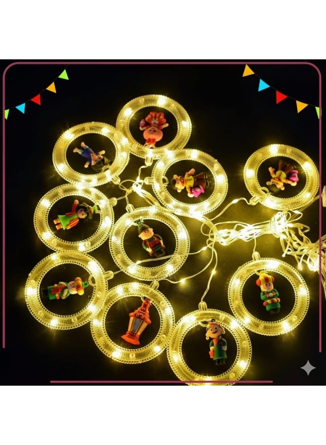 Suriya Ramadan Jar, Round Ring, Lighting String with Ramadan Characters, Acrylic Material with Yellow Lights, Mod Device and Plug, Size: 5 meters - Image 1